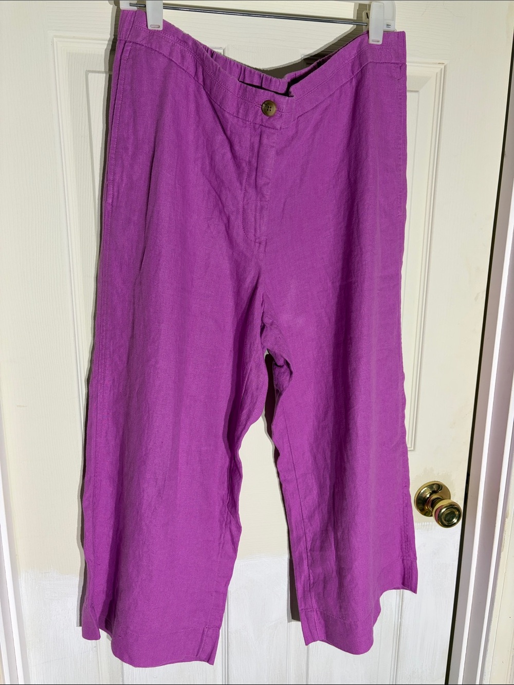 J.Jill Love Linen Size Large cropped wide leg Pants Bright Lavender pink
